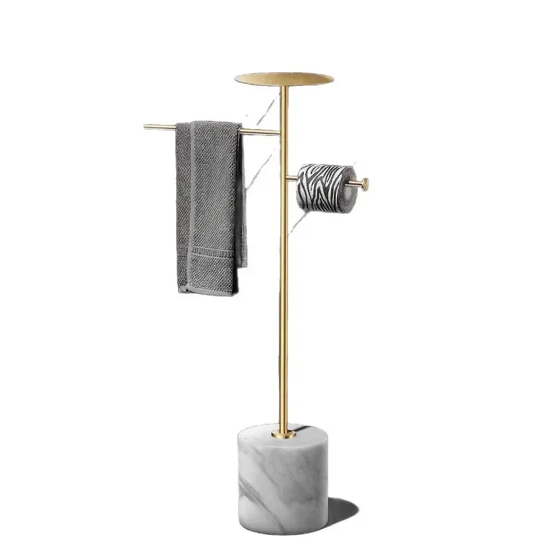 All copper light luxury gold marble bathtub rack towel rack