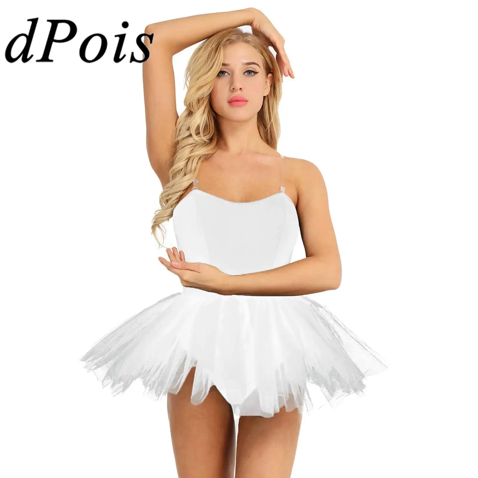 

Women Adult Strapless Tutu Ballet Dance Dress Built In Shelf Bra Leotard Skirt Ballerina Clothes Dancewear Performance Costume