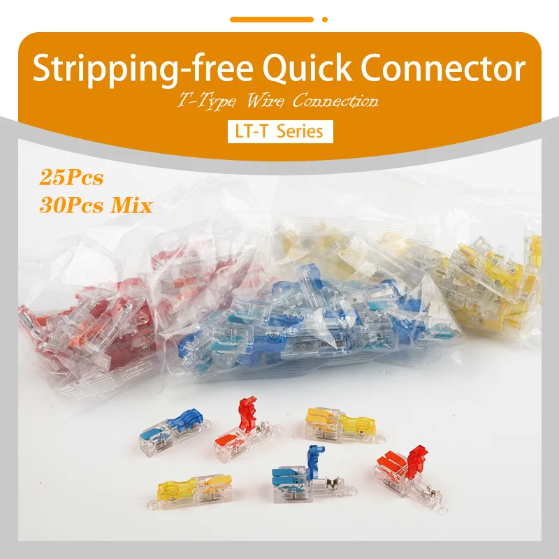 

Quick Branch Splice T-Type Lever Connector Stripping Free Electrical Wiring Accessory 32A 250V With Fixing Hole For Junction Box