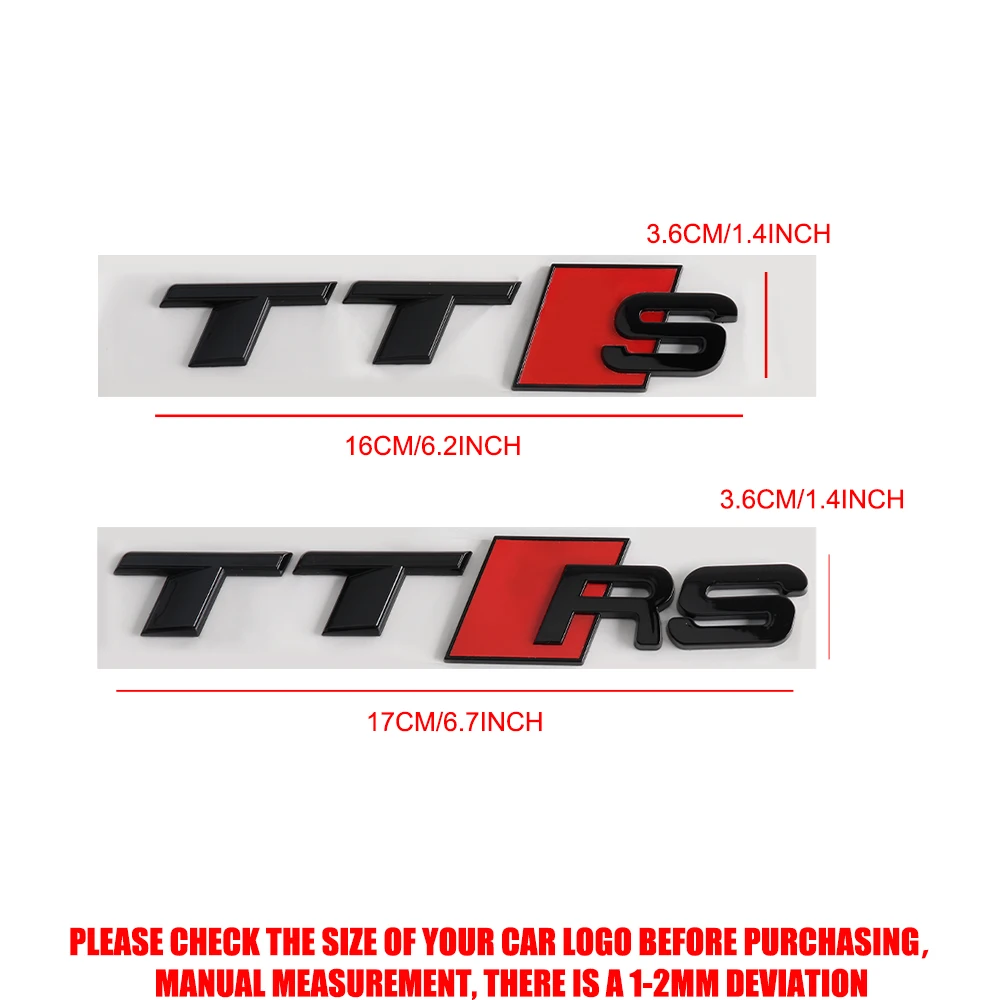 Car ABS Emblem Body Rear Trunk Badge Sticker Decoration Accessories for Audi TTS TTRS S A3 A4 B8 8P 8V B6 A5 A6 C7 Q5 B9 B7 C6 R