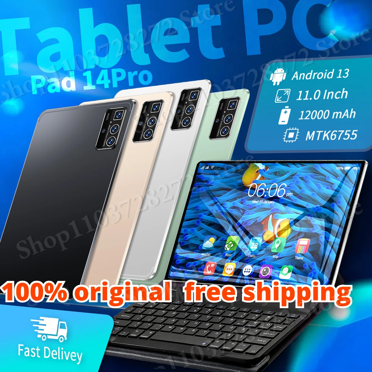 

Hot Original Global Version Pad 14 Pro Tablet Android 13 MTK6755 16GB RAM+1TB ROM 12000mAh 5G HD 4K Screen WIFI Mi Tablet