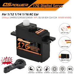 DSPOWER-Mini servo de motor de 17g, engranaje de plástico para wltoys 144001, 144010, 1:14, 1:18, coche Rc, avión, barco, Robot e-revo