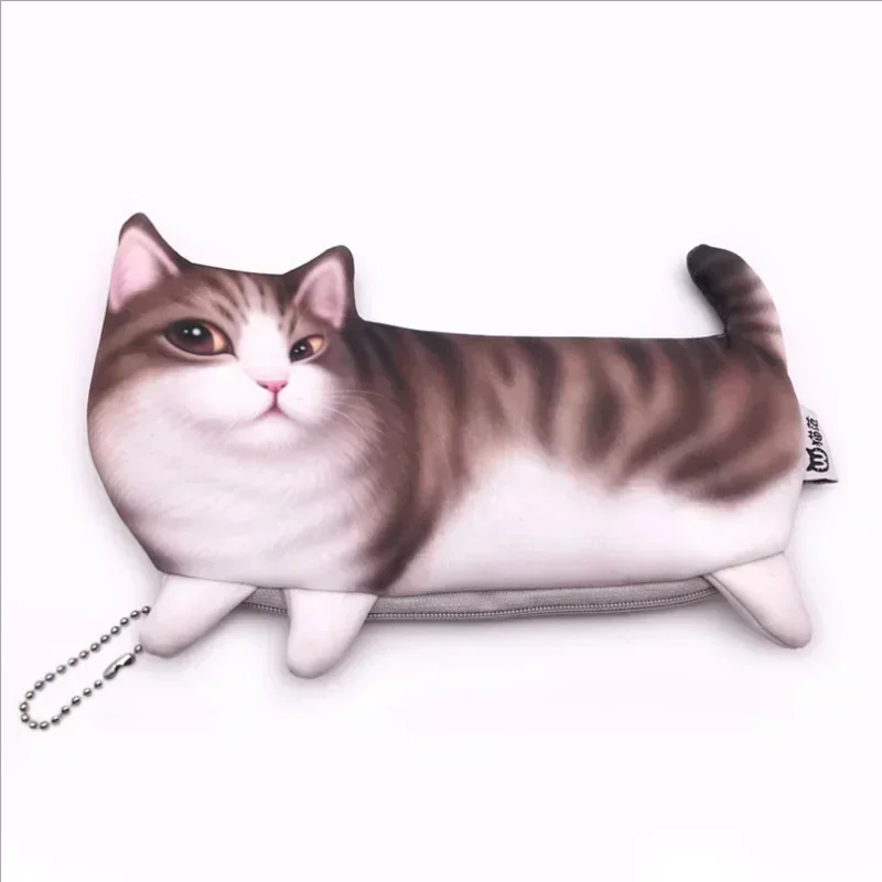 Creative 3D Simulate Cat Pencil Bag Large Capacity Lovely Cartoon Pen Cases Receive Bags Schoolgirl Cloth Art School Stationery