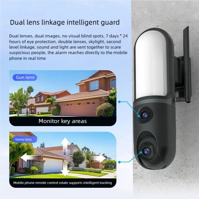 6MP O-Kam Street Light 2in1 Camera HD 8MP WiFi CCTV Dual-Lens Outdoor Camera Waterproof Motion Tracking Night Vision PTZ Camera