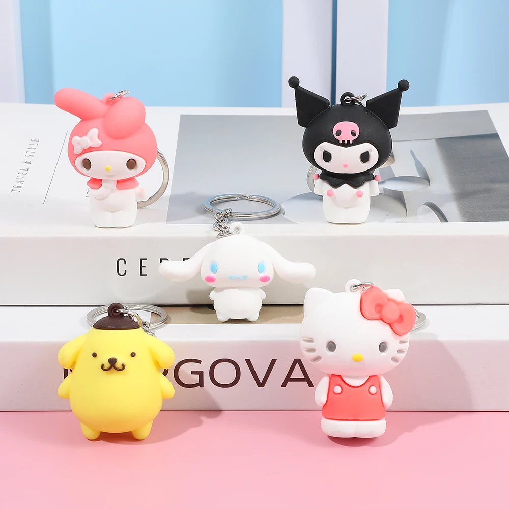 5 uds Sanrio llavero con dije lindo muñeco de dibujos animados de silicona bolso de mujer colgante decoración perfecto regalo de cumpleaños o Halloween