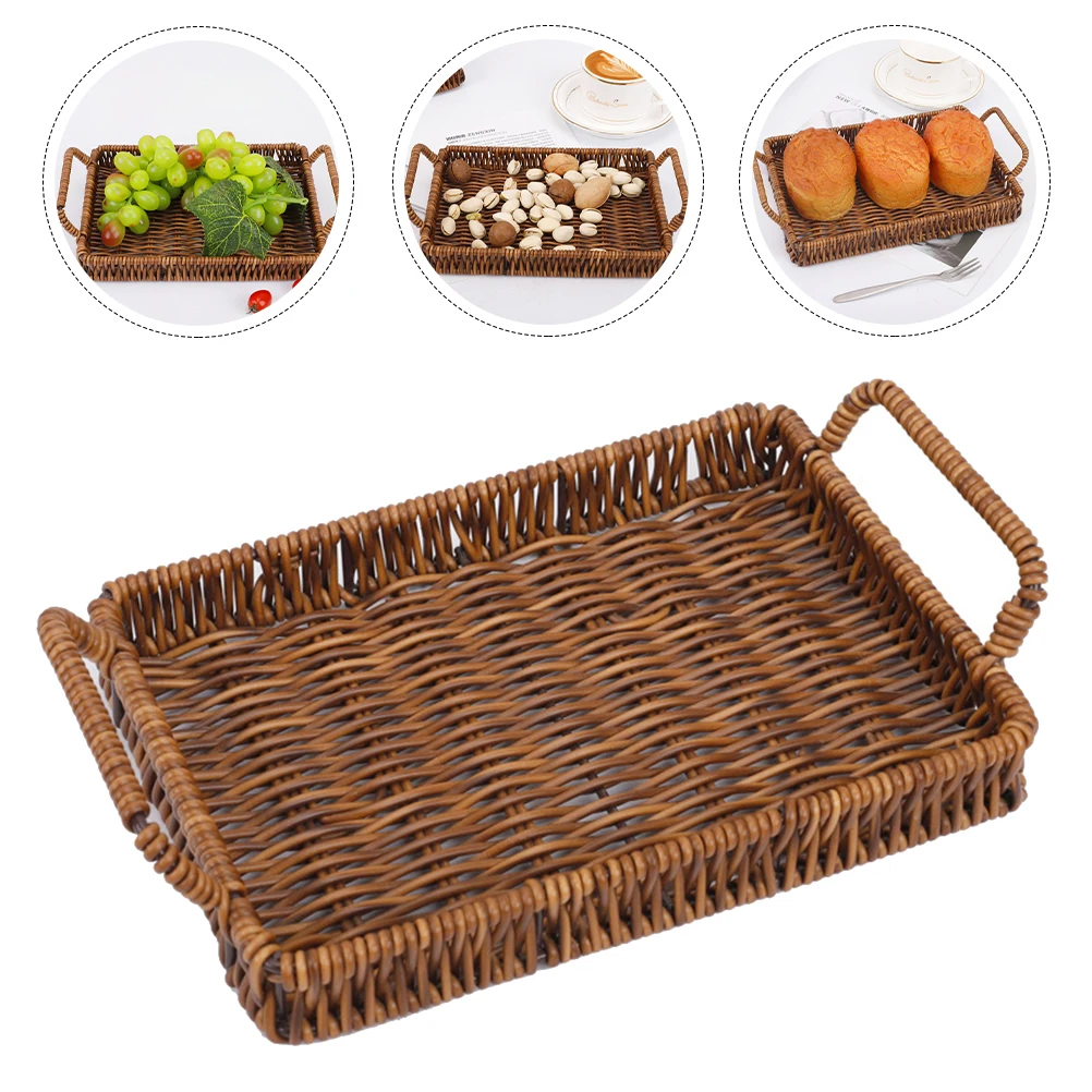 

Coffee Color 26x19x3 5cm Flower Basket Bread Storage Plastic Baskets Fruit Holder Decorative Snack Reusable Kitchen Home