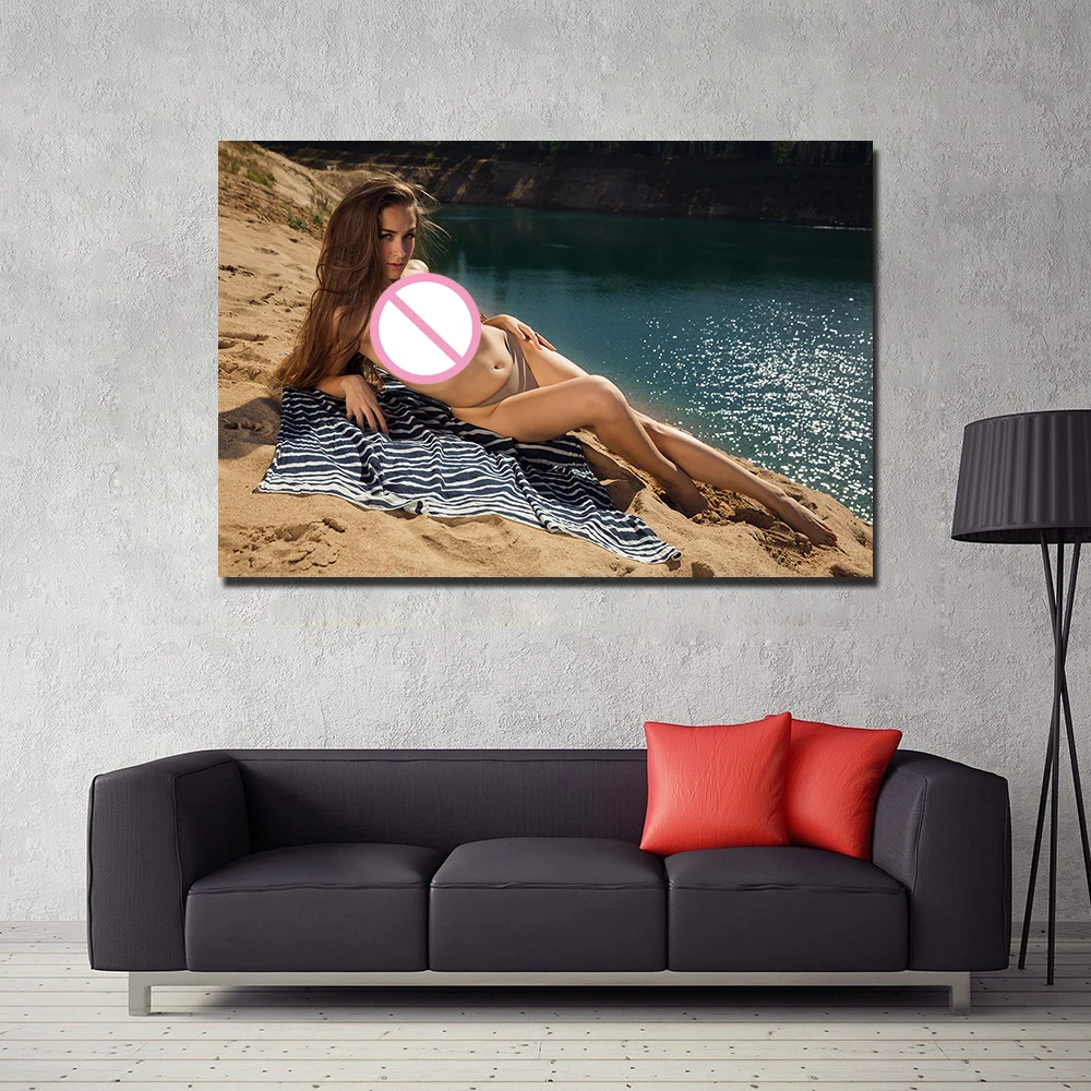 A Woman Sunbathing Picture Wall Decoration Painting On Canvas Art Print Bedroom Poster Personalized Boy Gift