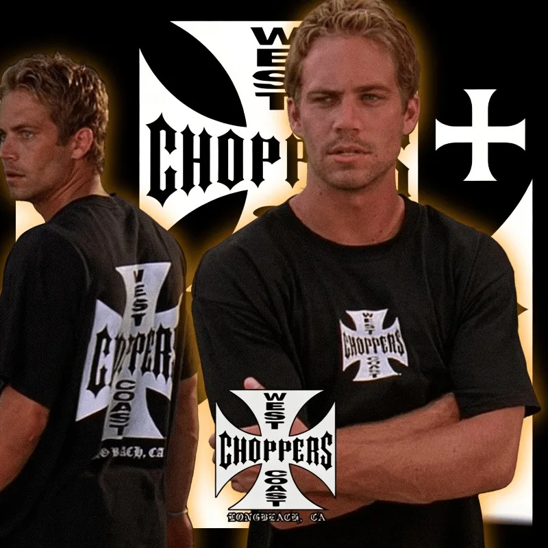 

2025 Summer Fashion Men West Coast Choppers Print 100% Pure Cotton Printed T-shirt Casual Short Sleeve Vintage Clothing Tee