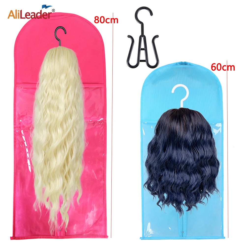 

80Cm Long Wig Storage Bag With Hanger Portable Hair Extension Storage Carrier Bag For Ponytail Bundles Hair Extensions Bag