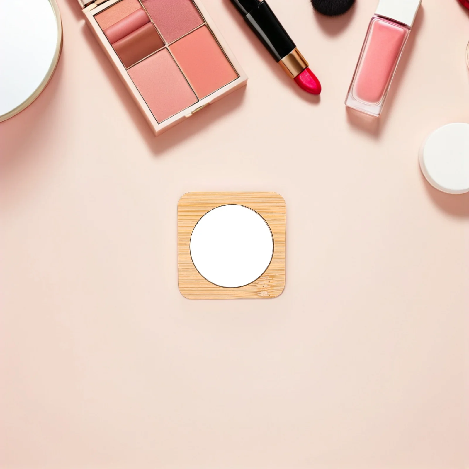 

12Pcs Bamboo Wood Portable Makeup Mirror Mini Handheld Travel Pocket Compact Mirror Clear Reflection for Purse Vanity