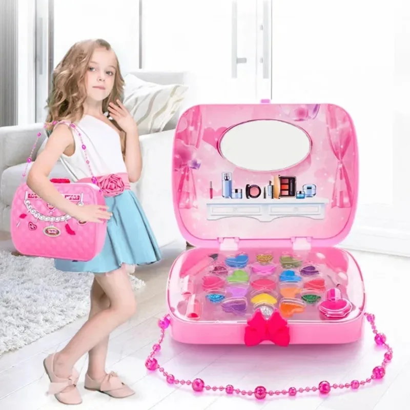 

Funny Make Up Toy Safety Non-toxic Makeup Kit ToyPretend Play Kid Makeup Set Girls Dressing Cosmetic Travel Box Girl Beauty Toy