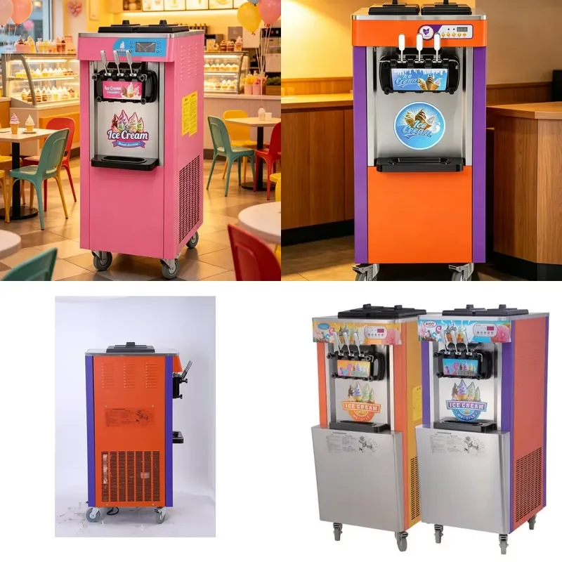 2026CE Commercial Italian Soft Serve Ice Cream Maker 3 Flavors Household Use Vertical Soft Ice Cream Machine