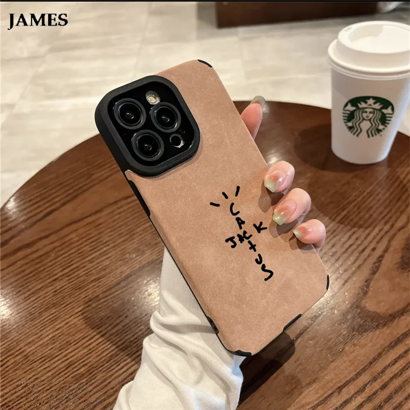 Luxury Leather Travis scot Phone Case For iPhone 11 12 13 14 15 16 17 Pro Max Plus Air XR Cactusjack Hip Hop Anti-fur Cover - Image 4