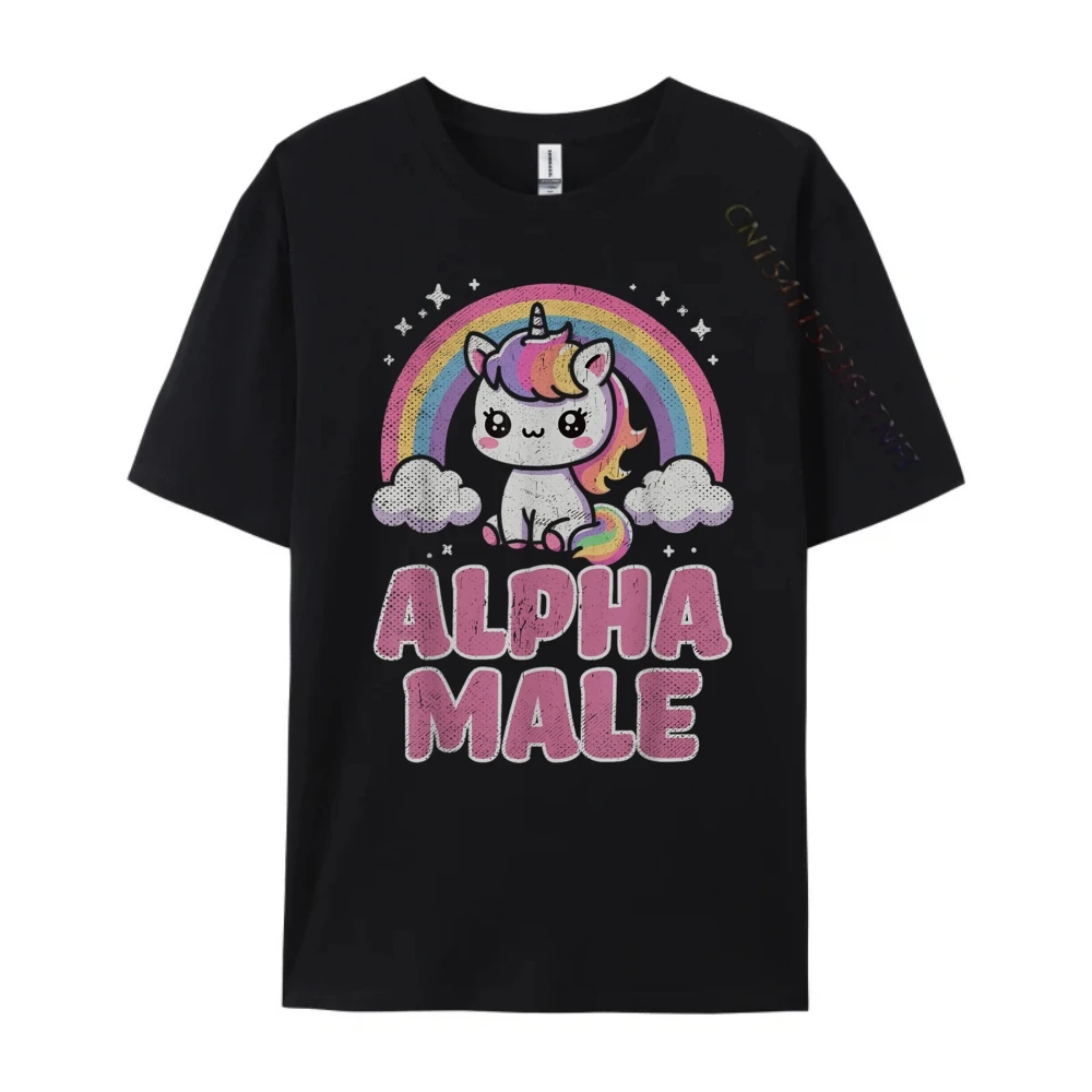 Ironic Cute Alpha Male Unicorn Funny Sarcastic Humor Men Red And Black Graphic T Shirt Natural Mens T Shirt Christmas