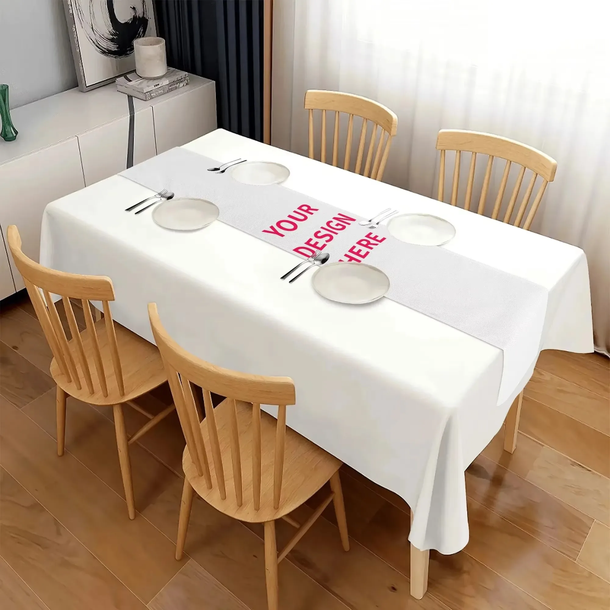 VIKAMA DIY Custom Photo Table Runner, Custom Logo Text Rectangular Table Scarf for Home Dining Party Table Decoration