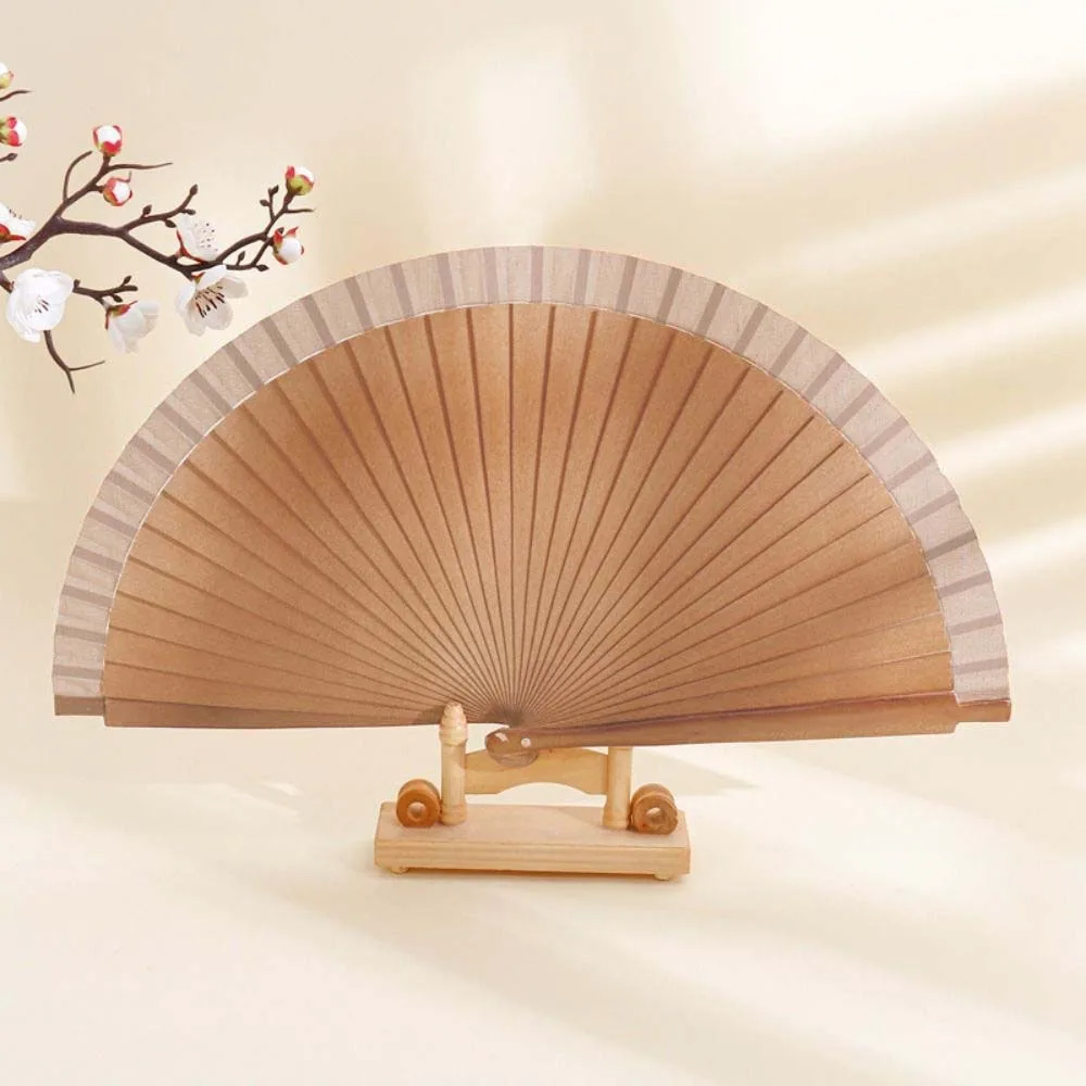 Multicolor Simple Spanish Plain Fan Handmade Art Craft Pure Wood Folding Fan Solid Color Decorative Props Fan Party Gift
