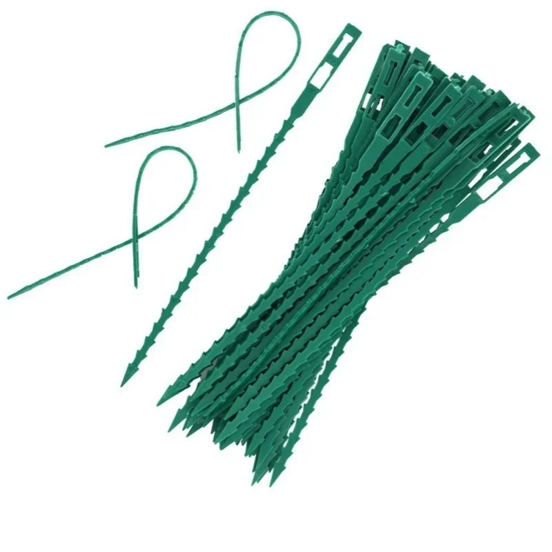 Fascette per cavi riutilizzabili in plastica regolabili da 50 pezzi Fascette per cavi riutilizzabili per albero da giardino Supporto per arrampicata Pianta Vite Clip per stelo di pomodoro