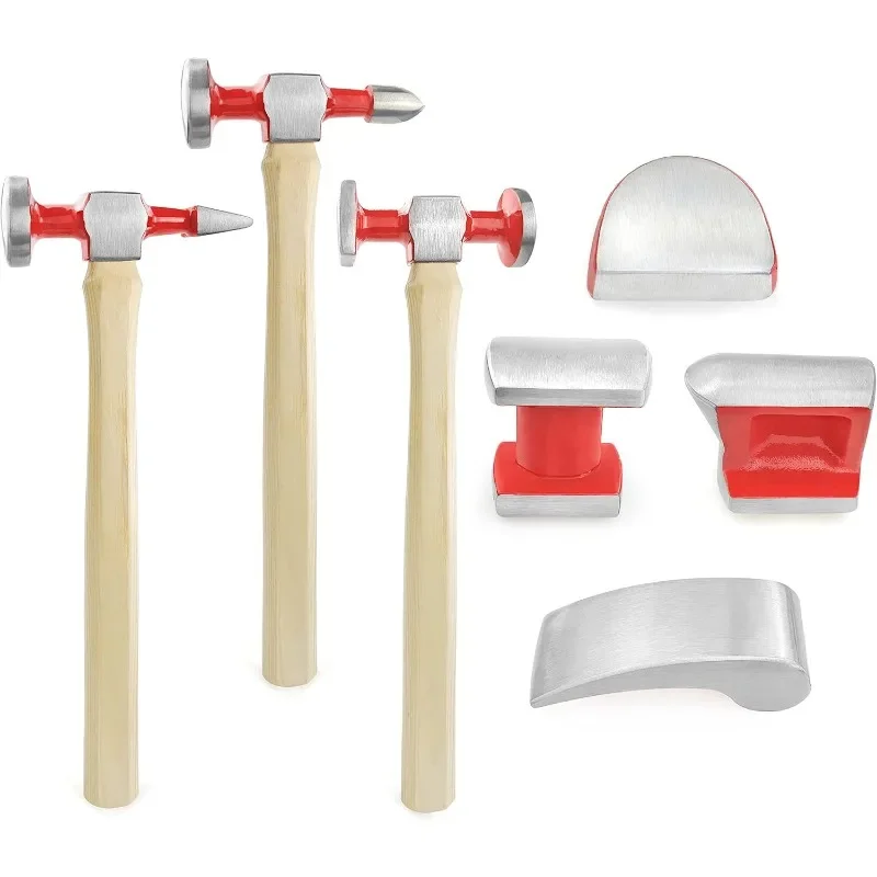 Stuk Auto Body Reparatie Tool Hamer Dolly Set, Auto Body Reparatie Tool Set Met Draagtas, Hickory Handgrepen