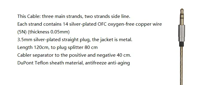 Earmax-repuesto de auriculares, reparación DIY, Cable plateado, 1,2 M, Universal