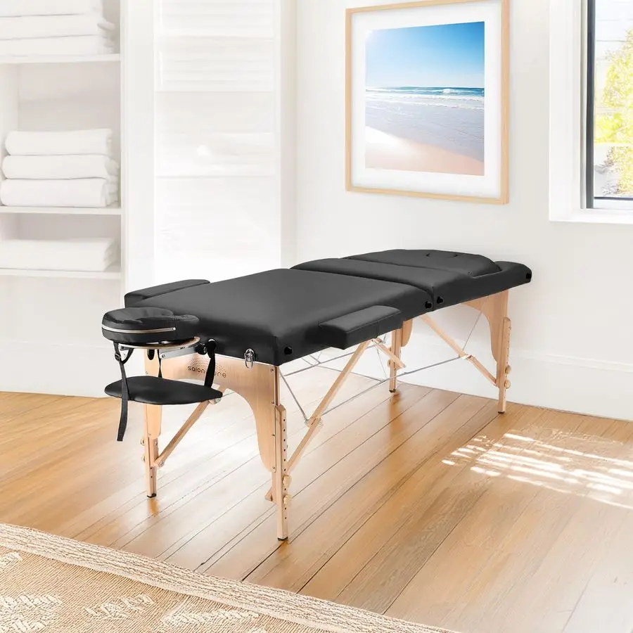 Professional Portable Massage Table with Backrest Black