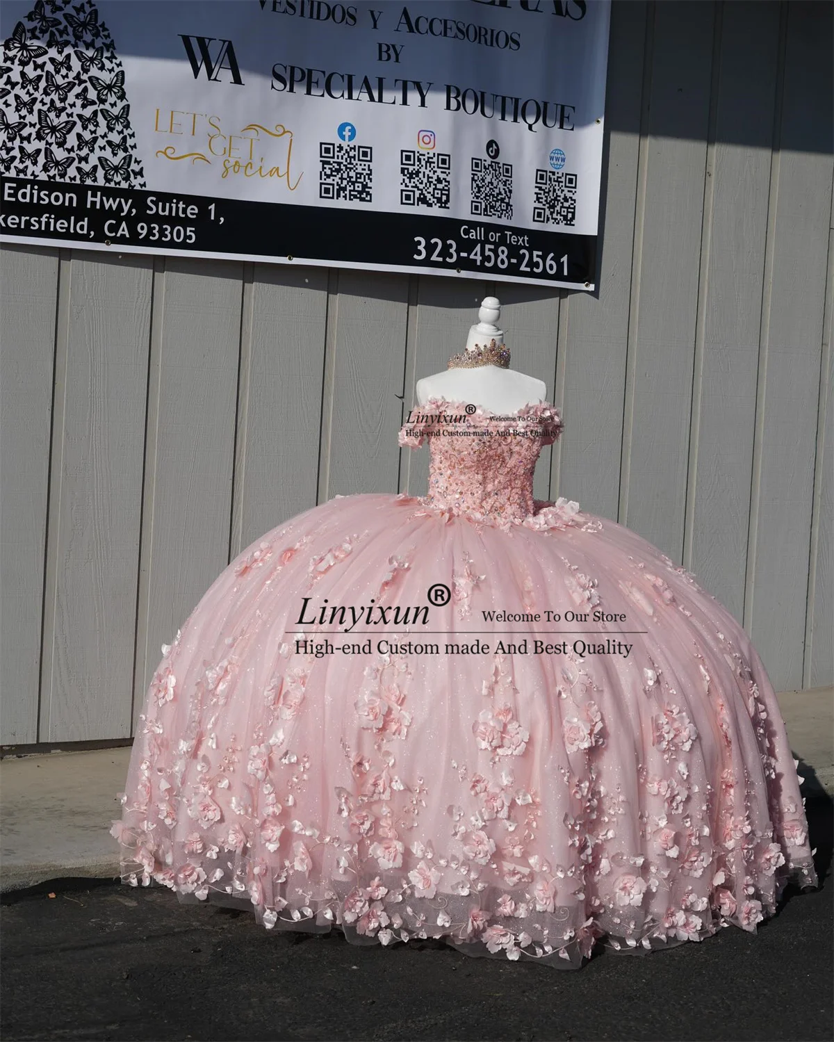 Бальное платье по индивидуальному заказу Платье Quinceanera с 3D цветами и кружевной аппликацией Корсет Sweet 16, платье принцессы с открытыми плечами Vestido De 15 XV Años