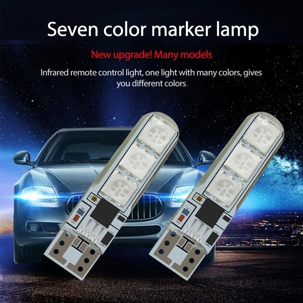 NewLED RGB T10 5050-6SMD Remote Control Color LED Bulb Parking Light Car Lamp LED Car Signal Light Car Accessories