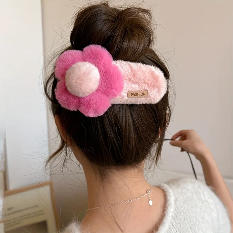 1/3pcs New Plush Flower Hair Clip Handmade Cute Hairstyle Hairpins Big Headwear Accessories Women Headwear  Accessories