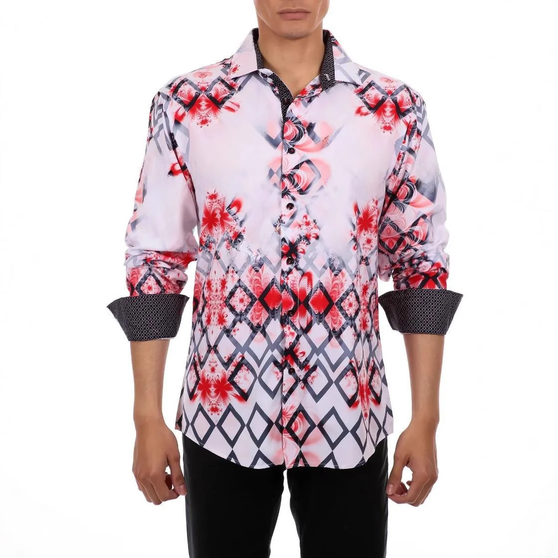 メンズ ロングスリーブ タイガー柄 3D エメルボタン マイクロ伸縮性 カジュアル ファッション 春夏 PU素材 クリーンフィット スタイル