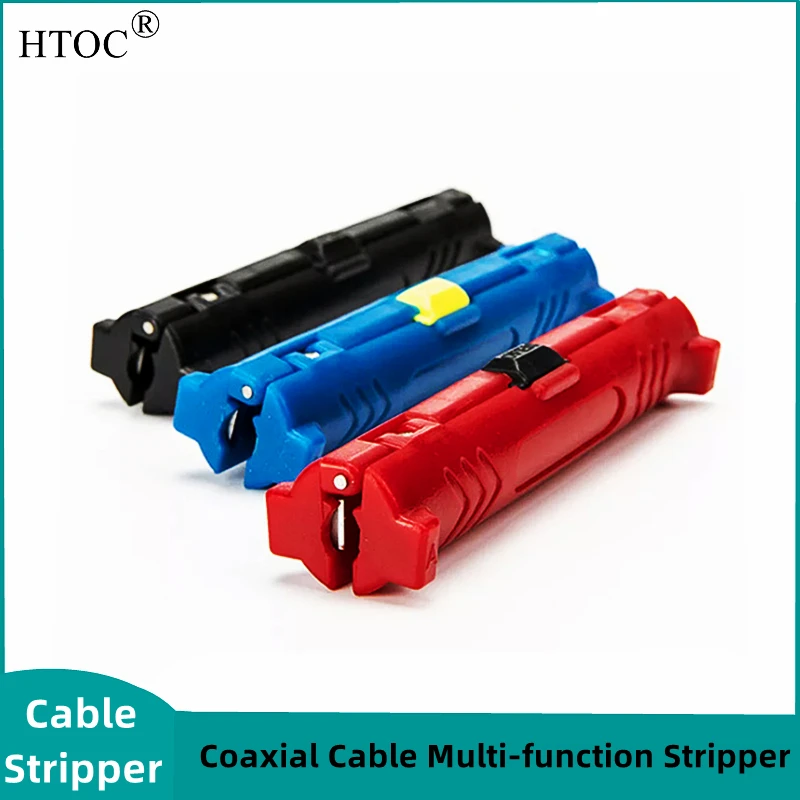 HTOC-Pelacables de red multifunción, pelador de Cable Coaxial, para TV, 3 colores