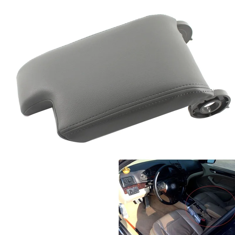 غطاء مسند الذراع المركزي غطاء وحدة التحكم رمادي لسيارات BMW E46 98-06 ملحقات قطع غيار من الجلد والبلاستيك-A02G #3