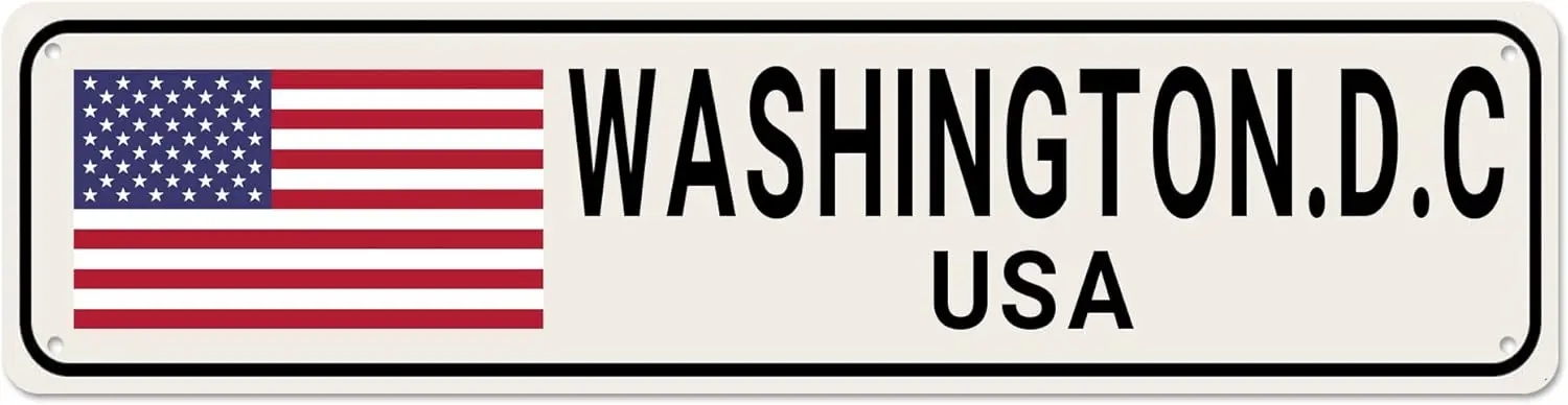 USA Flag Sign, Washington.D.C Sign Washington.D.C Decor United States Location Sign, Funny Wall Decor for Home/Man Cave, Quality