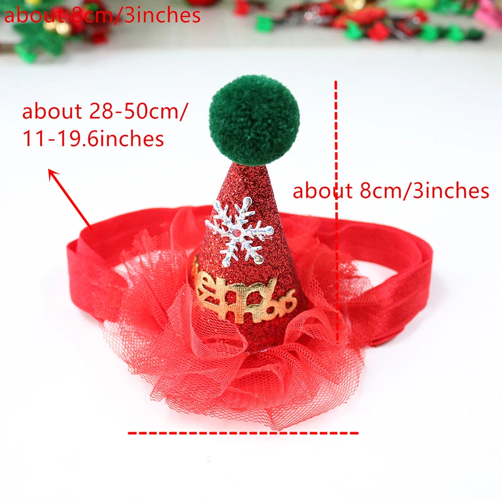 1PC Christmas Pet Dog Cat Caps Cat Hat with Lace Adjustable Dog Strap for Puppy Festival Decorate Hair Accessories Pet Supplies