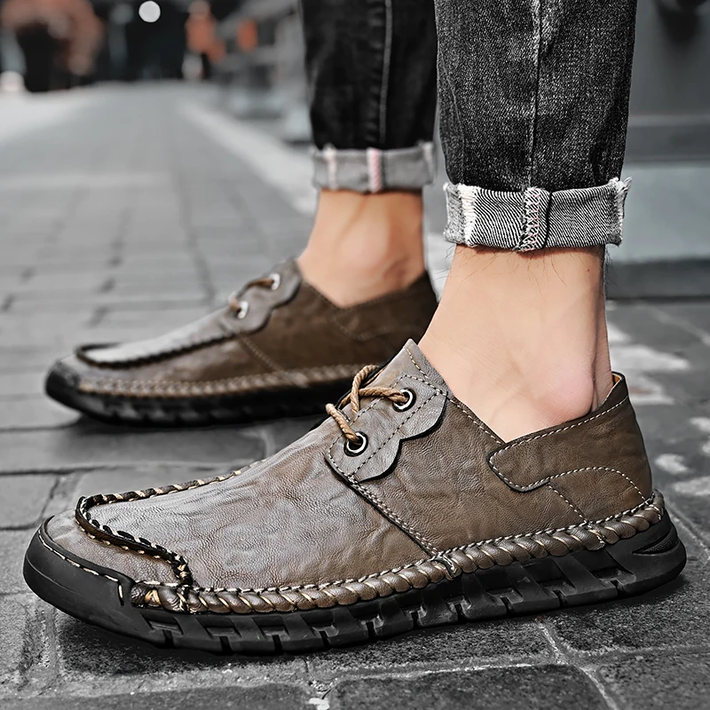 

Leather Shoes for Man Casual Luxury Design Slip on Men's Dress Shoes Casual Style Outdoor Wear-resistant Sole Loafers Mens Shoes