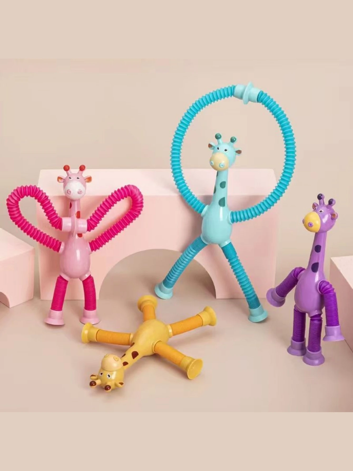 Suction cup giraffe telescopic and ever-changing luminous toy children\'s cartoon creative educational toy stretch telescopic