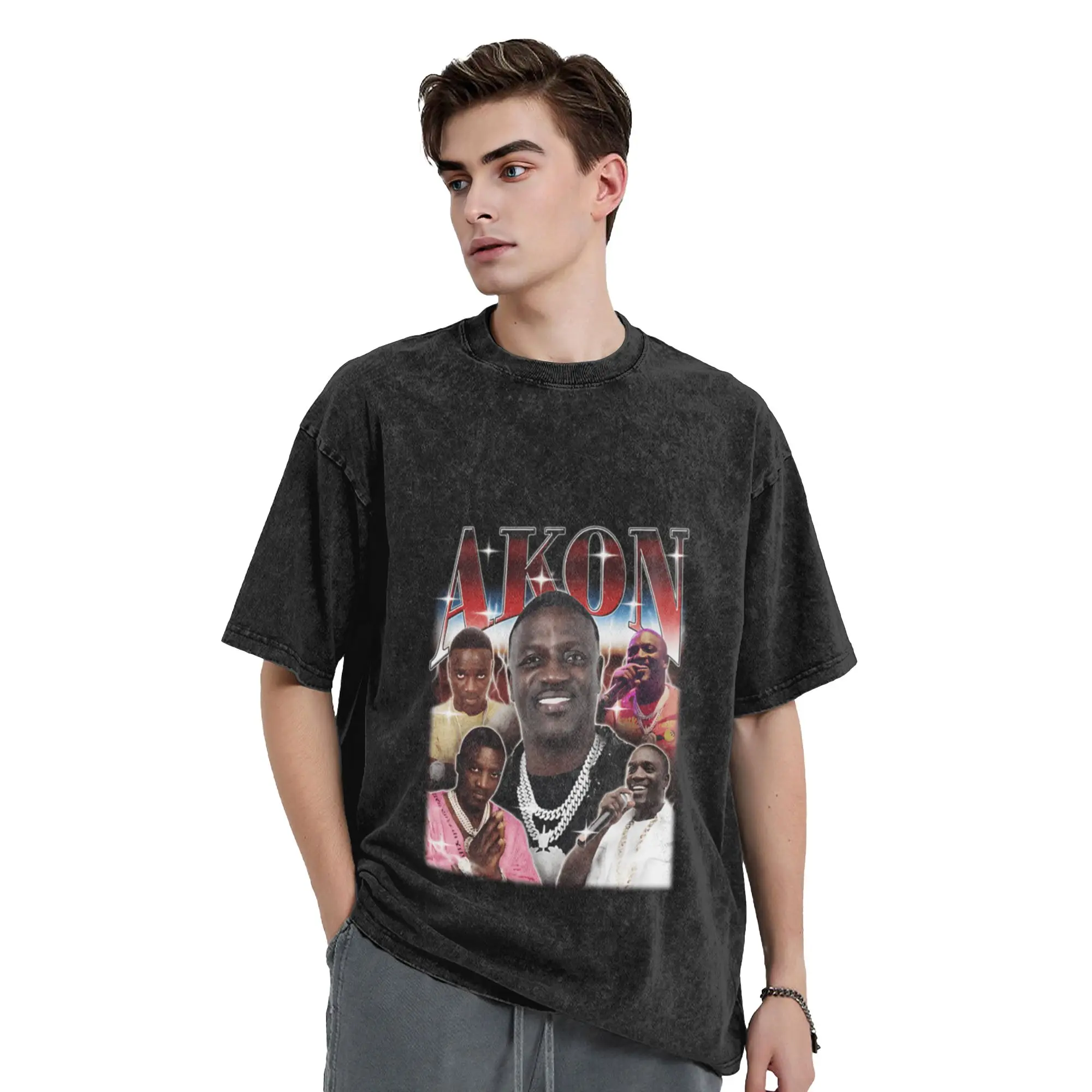 Akon Music Legend Hip Hop Unique Cool A Vintage Oversized Cotton T-Shirts