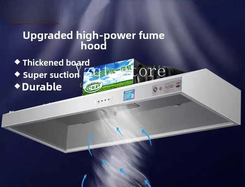 Commercial range hood with high suction power, farmhouse wood-fire stove oil suction machine, powerful exhaust fan, purification