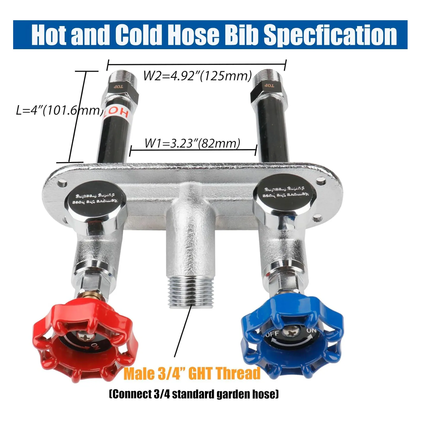 Frostless Water Spigot 3/4 Male GHT Brass Freeze Proof Hot Cold Water Faucet for Outdoor Freeze Proof Outdoor Water Faucet