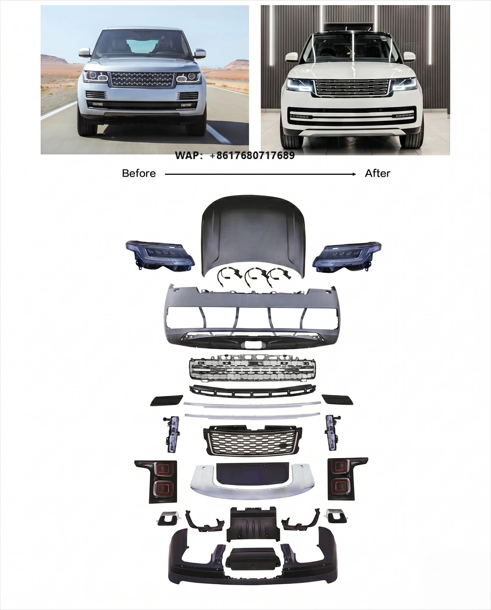 Upgrade Body Kit for Range Rover  L405 2013-2017 to 2023 Simple Style Standard Fit No Cutting for Vehicle Modders