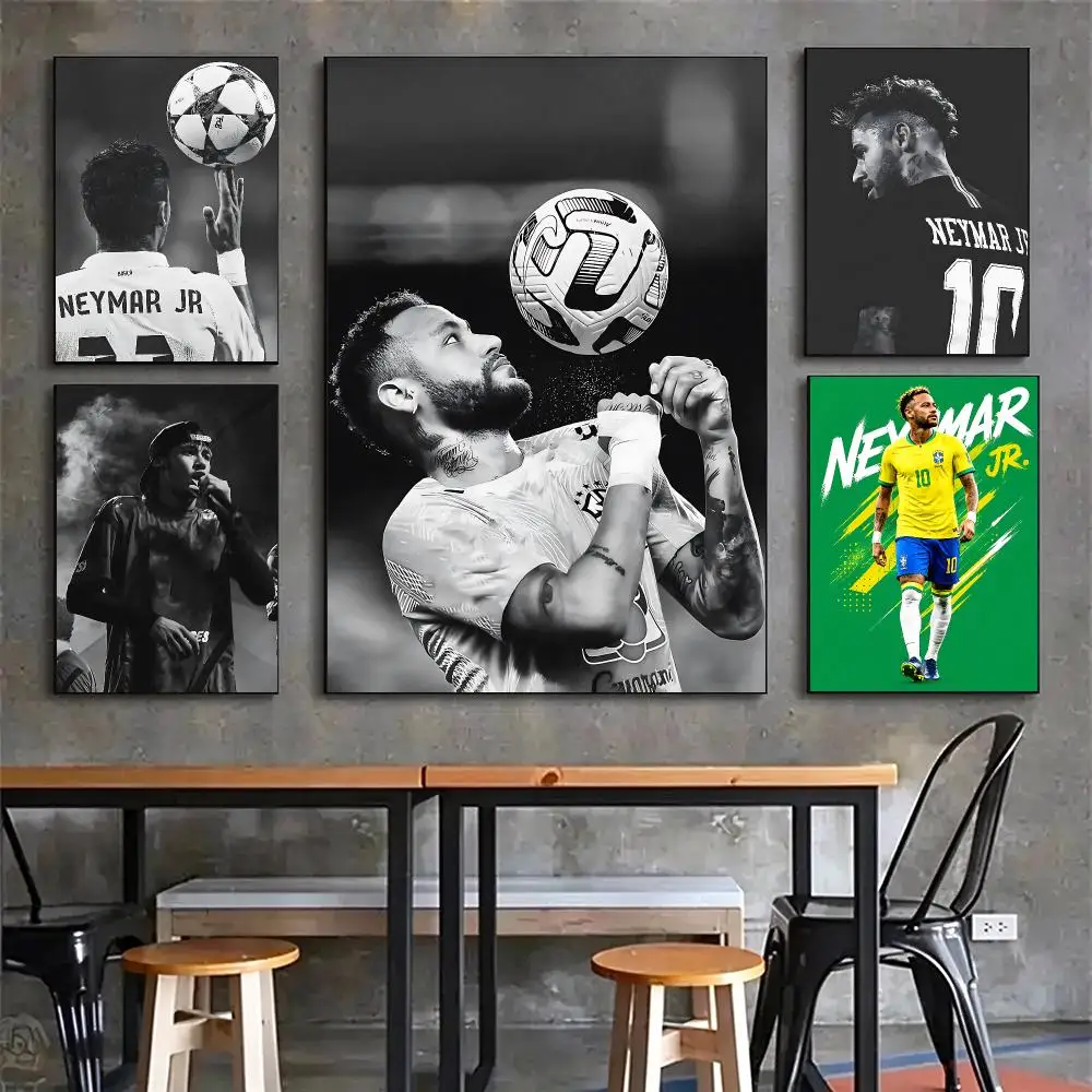 athlete Neymar Poster Poster HD Printing Vintage Luxe Home Decor Wall Art for the Living Rooms Entryways Gift