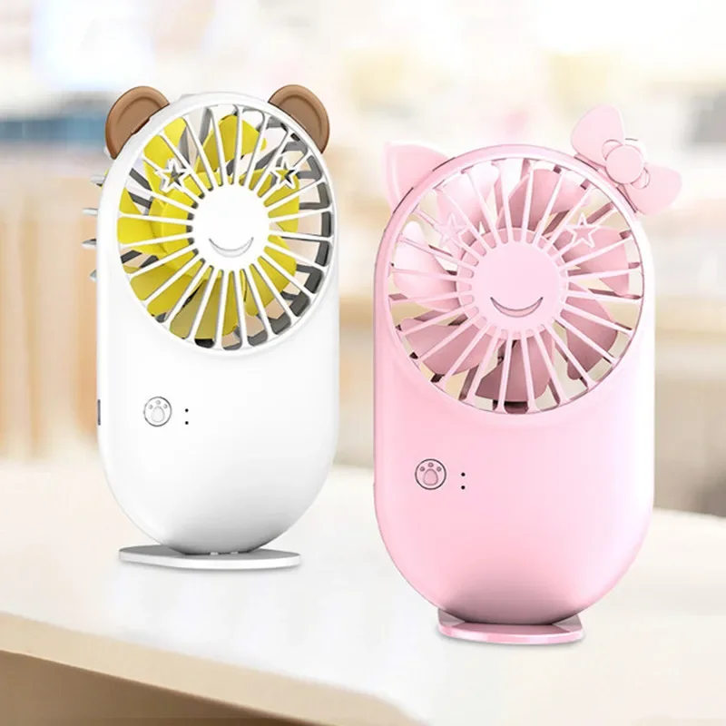 Cartoon Mini Pocket USB Charge Hold Fan Portable Small DC Air Cooler Fan