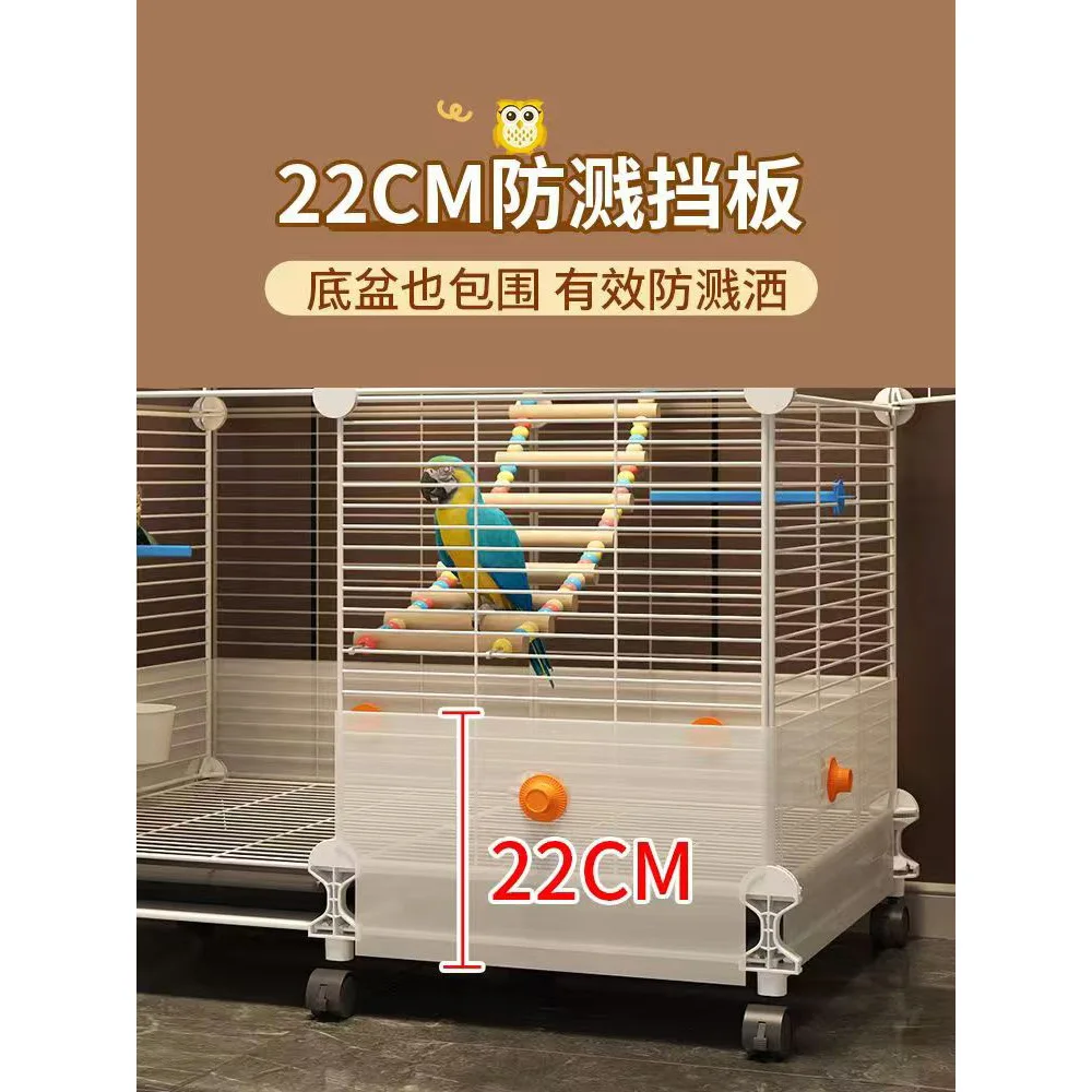 Luxury Bird Cage for Cockatiel Macaw Budgie Sun Conure Large Home Aviary with Splash-Proof Design and Villa Style