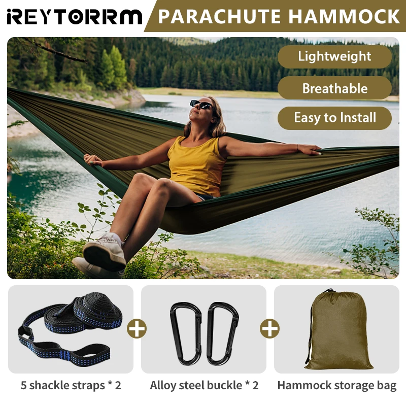 Single Camping Hammock 220x100cm Premium Safety Lightweight Adult Kids Hammocks With 2 Tree Straps For Picnic Travel Survival