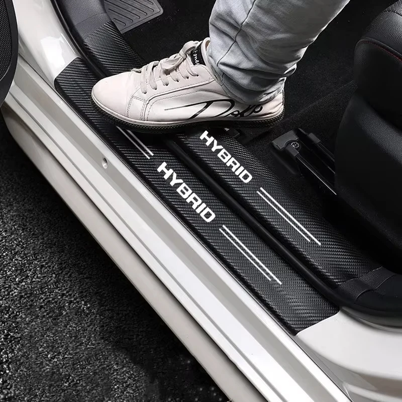 Carbon Fiber Car Door Threshold Protective Sticker for Hybrid Synergy Drive Toyota Prius Camry Rav4 yaris Crown Auris