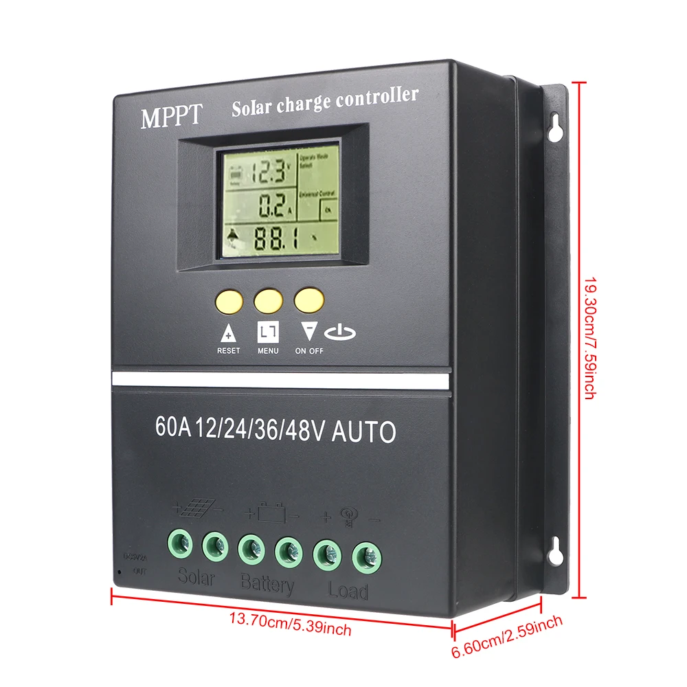 Dual USB LCD Display Solar Charge Controller Tools 100A/80A/60A Lead Acid Lithium Batteries Quick Charger MPPT 36V/48V/24V/12V