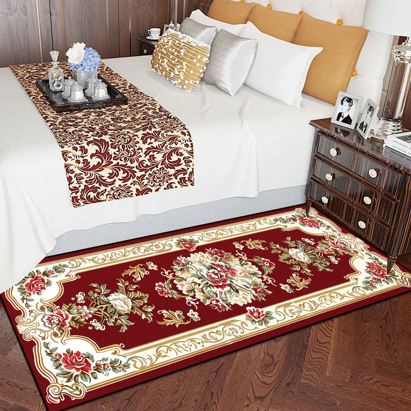 European Style Carpets for Bedroom Luxury Decoration Hallway Carpet Home Bedside Soft Floor Mat Hall Sofa Side Long Rug Doormat