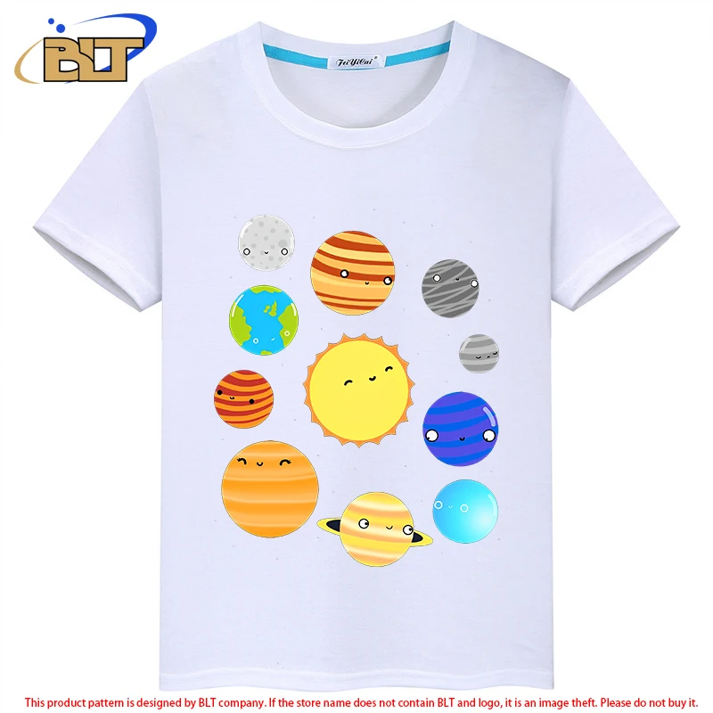 The Solar System Kids T-Shirt summer children's casual short-sleeved personalized tops are suitable for boys and girls