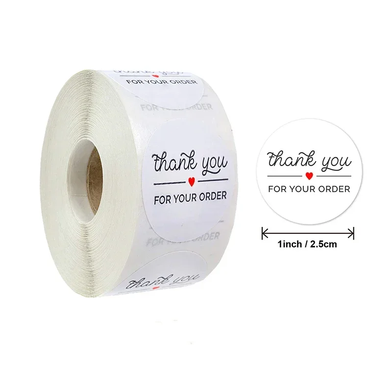 500Pcs Thank You For Your Order Stickers Round Garland Baked With Love Sticker Baking Label Business Paper Label Food Envelope