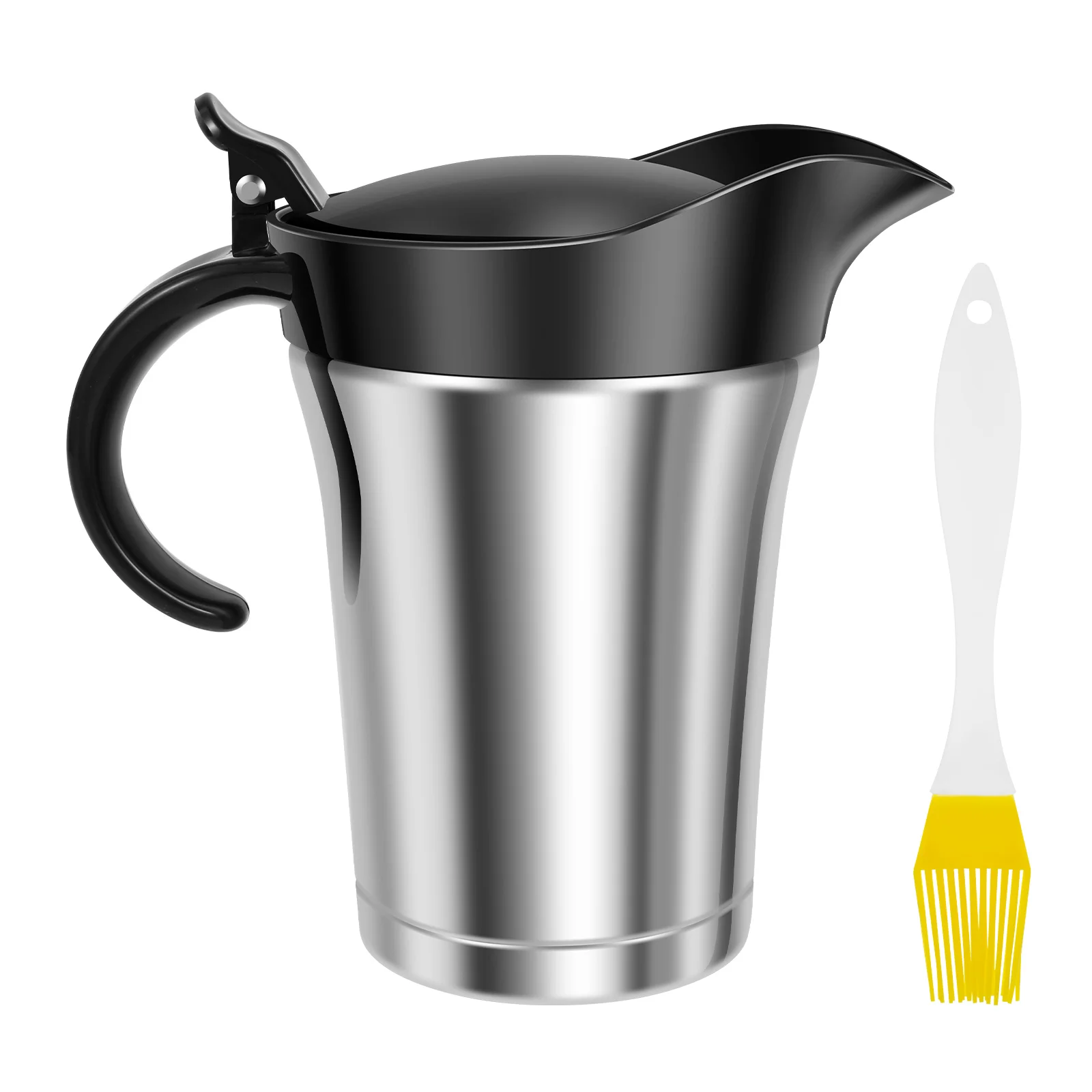 إبريق مرق معزول مزدوج مع غطاء مفصلي إبريق صلصة مرق من الفولاذ المقاوم للصدأ بسعة 750 مل إبريق تدفئة مرق إبريق متعدد الاستخدامات #1