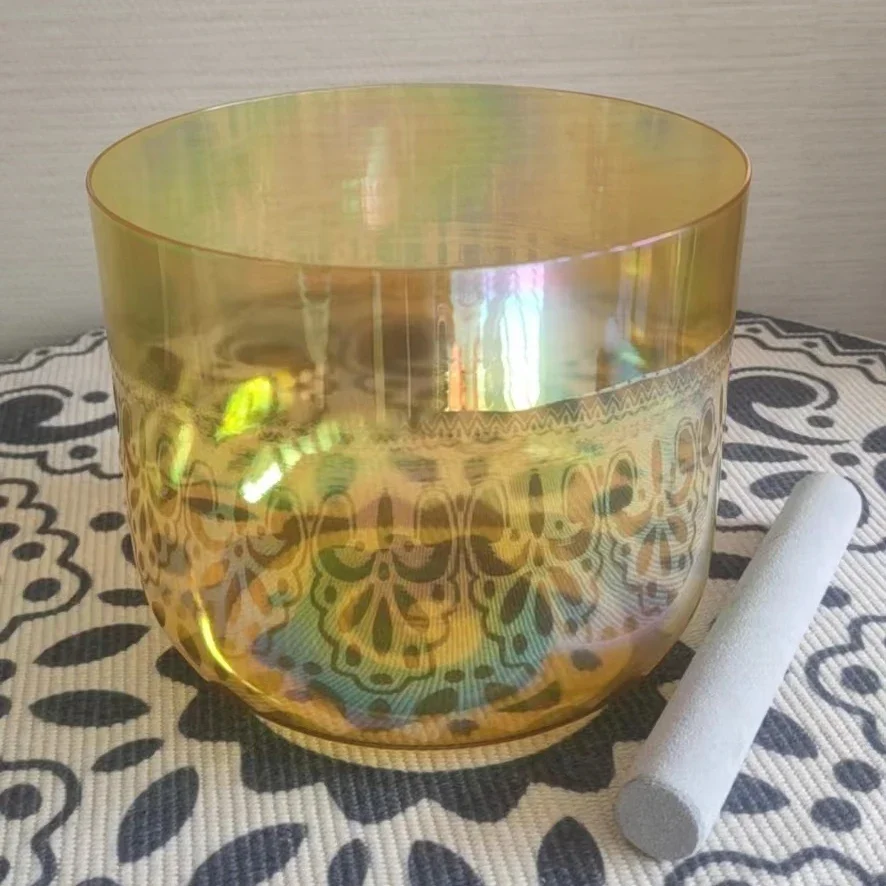 6inch Random Note Colorful Clear Alchemy Crystal Singing Bowl for Yoga Sound Bath Musical Instrument Sound Healing NO BAG