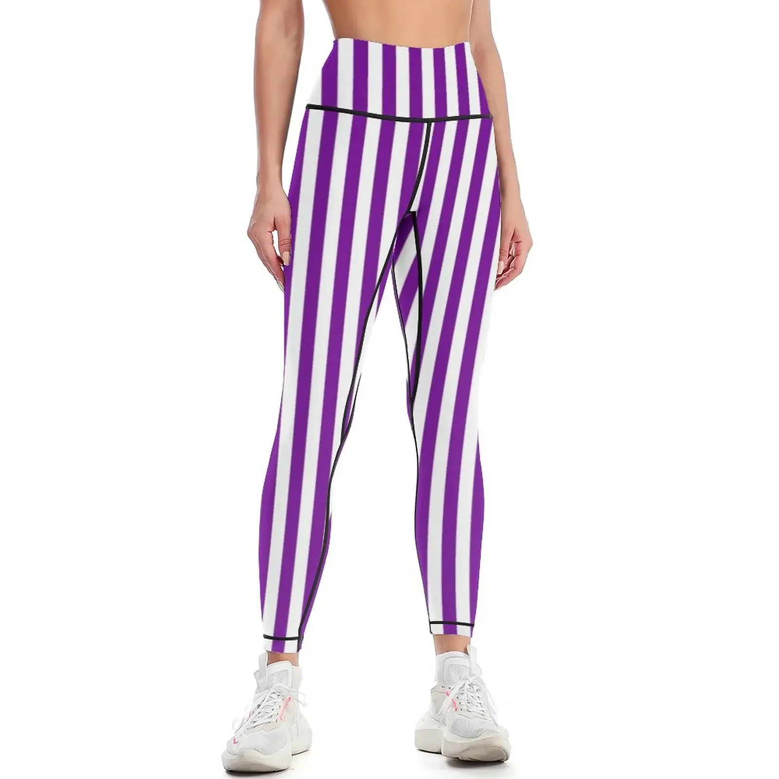 

Thin Violet and White Stripes Thin Vertical Stripes | Leggings harem pants gym womans for girls Womens Leggings